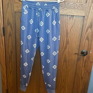 LuLaRoe Blue and White Patterned Joggers